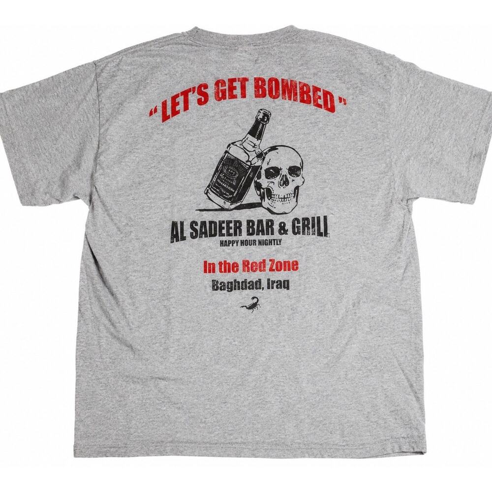 Vtg Iraq War Baghdad Red Zone Al Sadeer Bar GWOT Deployment T Tee Shirt XL Humor